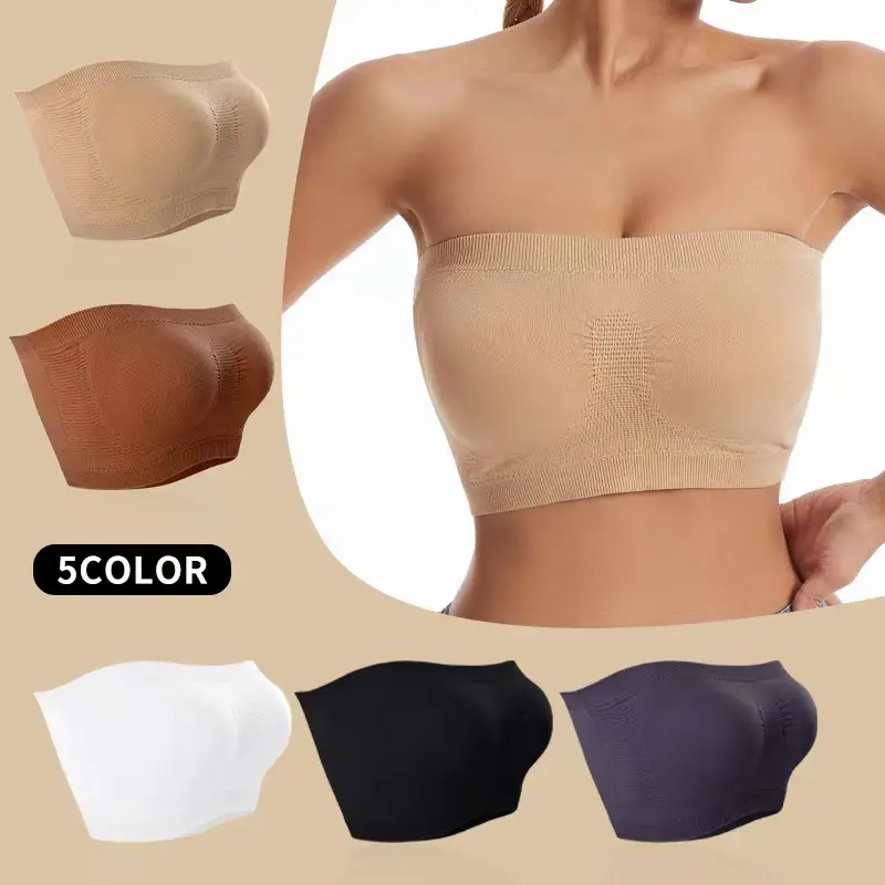 Foreign Trade Cross-Border New Strapless Strapless Bra and Undershirt Tube Top without Steel Ring Removable Inner Cushion European and American Style Women Seamless Chest Wrap