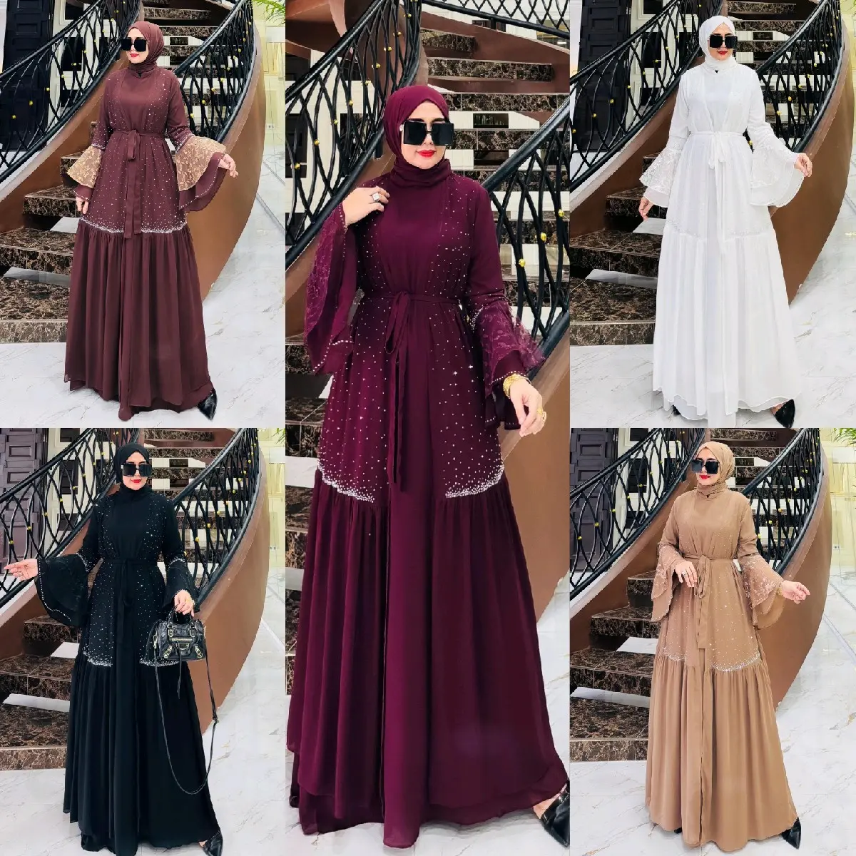 COD EVALISA SET OUTER FREE PASMINA GAMIS MEWAH SERUTY BEBY DOLL Muslim Wanita Lebaran Pesta Ceruty