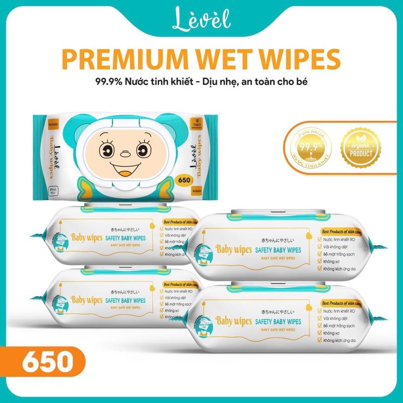 Không Có Thùng Nhựa Combo 10 Bịch Khăn Ướt LEVEL Gấu 420gr Khăn Ướt Giá Rẻ Chất Liệu Vải Chấm Bi Không Mùi An Toàn Cho Bé Khăn Giấy Lau Mặt 16x22cm