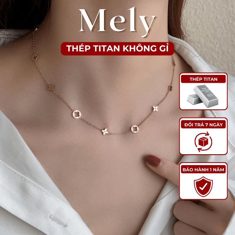 KHÔNG ĐEN GỈ Dây chuyền Vòng Cổ Nữ thép Titan cỏ 4 lá mạ vàng sợi mảnh Trang Sức phong cách cá tính thời trang - Mely TT99