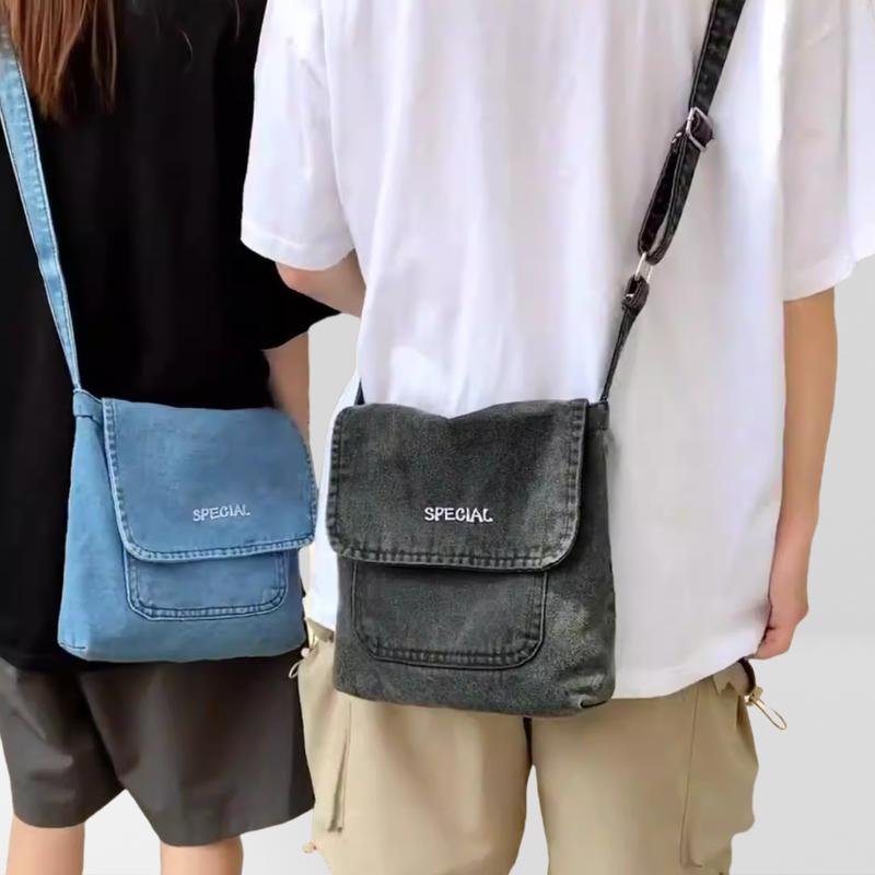 Túi Denim Đeo Chéo, Unisex, Túi Messenger Vải Bố, Thiết Kế Đơn Giản, Hợp Xu hướng Và Bền, Thích Hợp Cho Học Sinh, Năm 2025 1