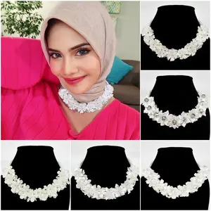 Kalung Hijab Beads Necklace Crystal Kalung Kondangan Kelopak Bunga - KH005