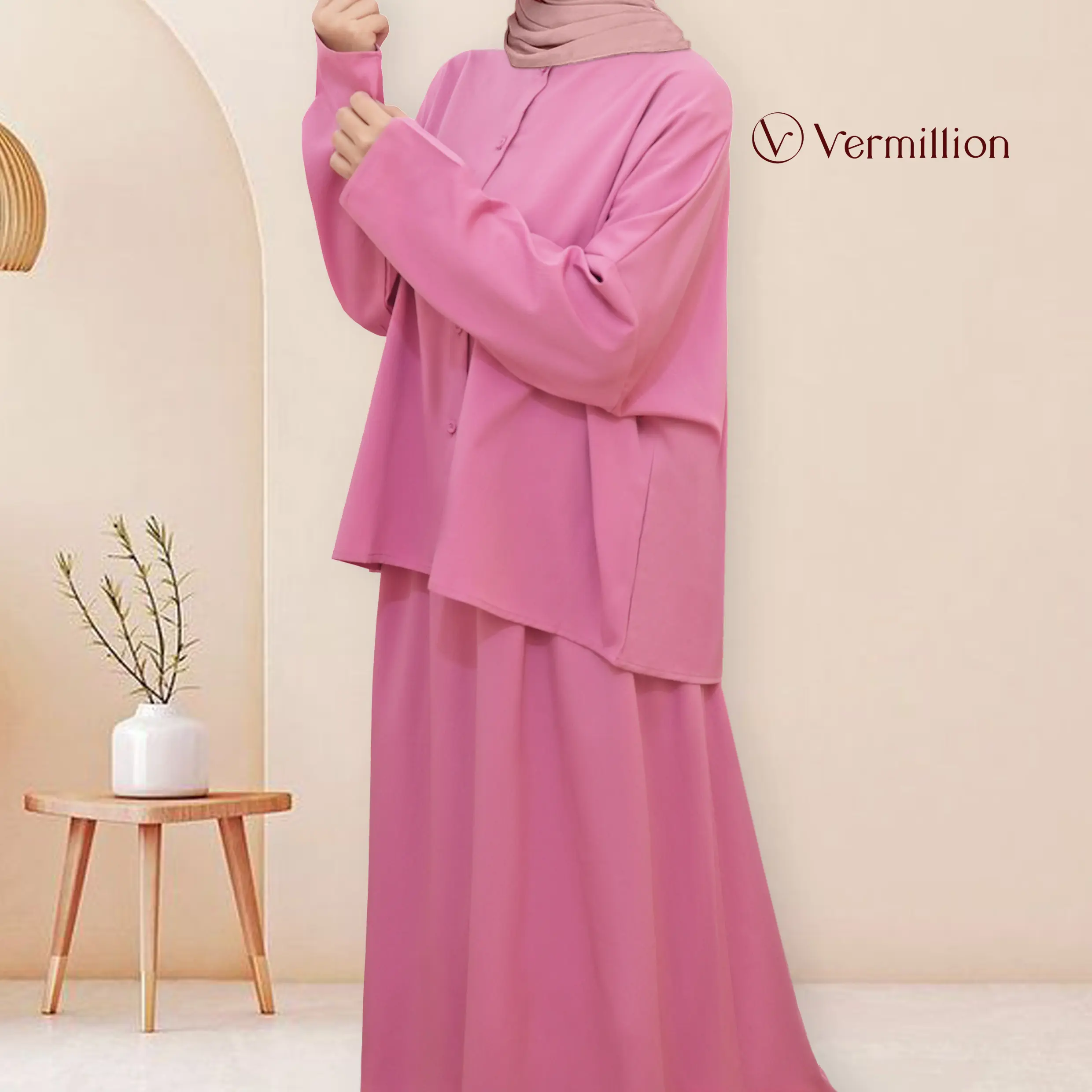 VERMILLION V17005 Ladies Blouse & Long Skirt Set