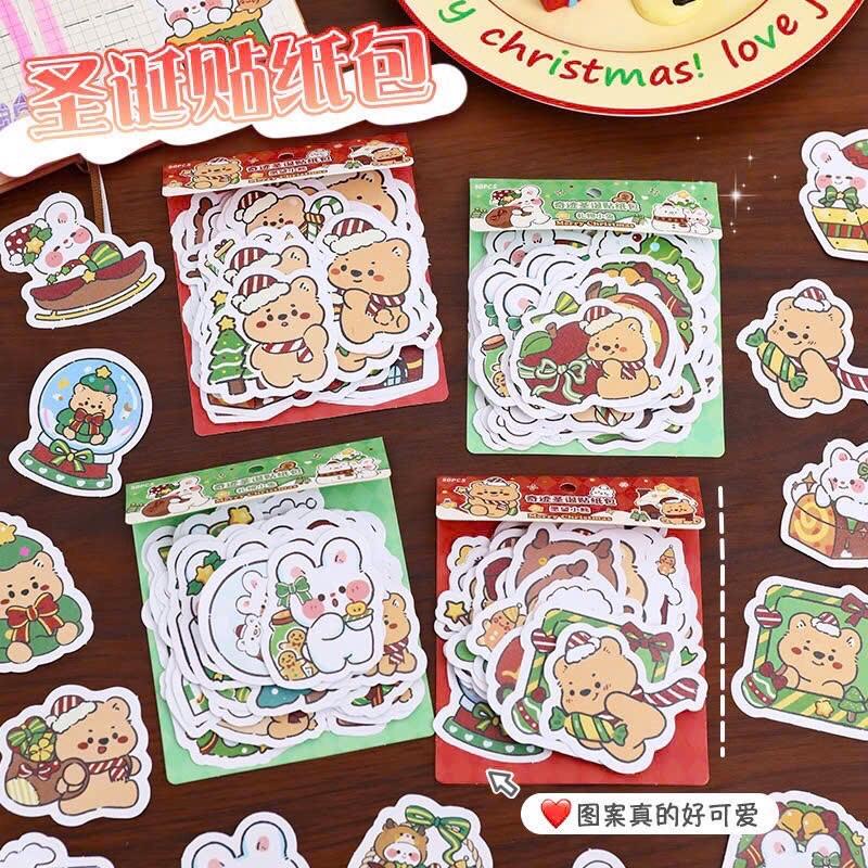  NOEL Set 50 Sticker Giáng Sinh Nhiều Hình Dễ Thương 