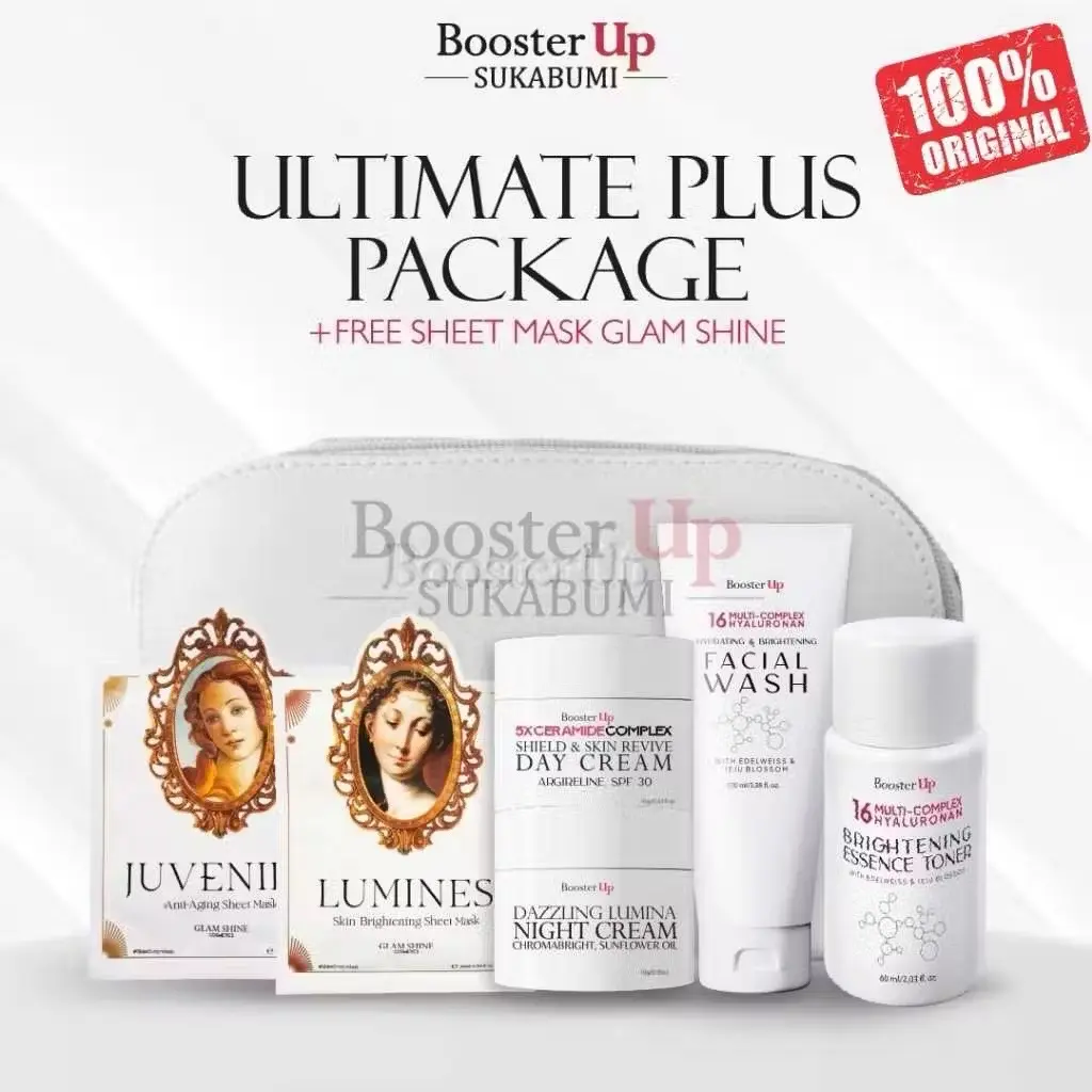 ￼Booster Up Ultimate Plus Glowing Skin FREE Sheet Mask Mencerahkan Memudarkan Flek Semua Tipe Kulit