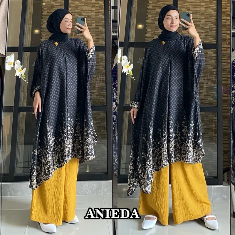Hamidah set abaya malaya by anieda material rayon premium mix celana kulot polo linen premium 4