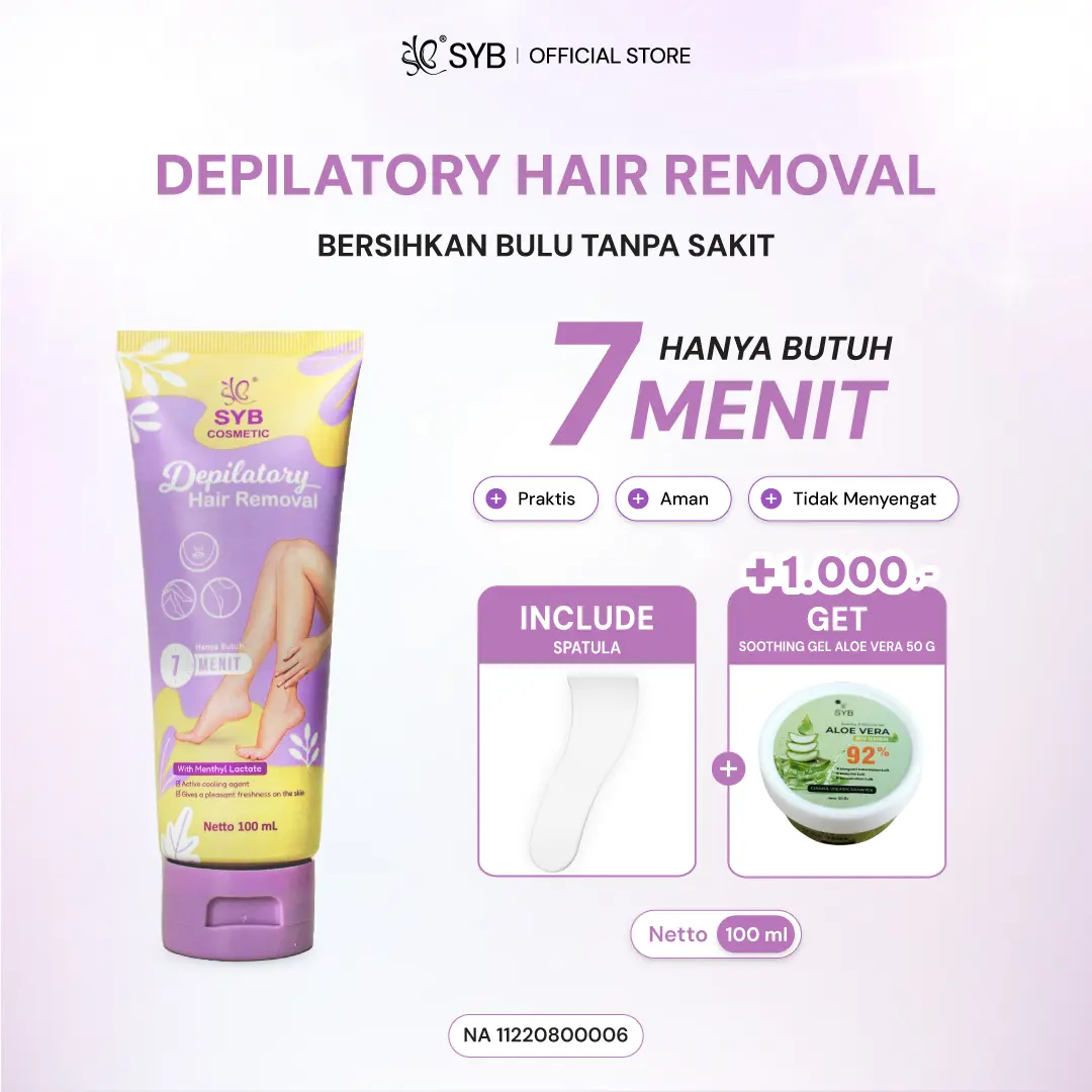 FYC-(PROMO +1000 GET SOOTHING GEL 50Gr) SYB Depilatory Hair Removal [Pembersih Bulu] *Bulu Bersih Hanya 7 Menit*