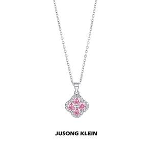 Vòng Cổ Thép Titan Jusong Klein, Vòng Cổ Cỏ Ba Lá, Sang Trọng Giá Cả Phải Chăng Cho Nữ, Quyến Rũ Zircon Độc Đáo Dây Chuyền Xương Đòn Hoa, 0994