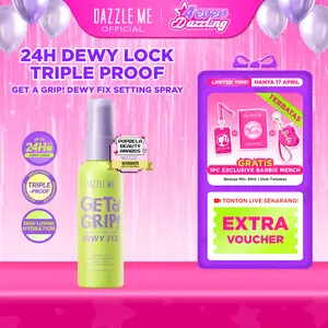 [POPBELA Best Setting Spray 2024 Winner] BPOM DAZZLE ME Get a Grip! Makeup Setting Spray Dewy Fix Beauty Protecting 4 X Hydrating Makeup Mist Flawless Lightening Primer Water Tahan 24 JAM
