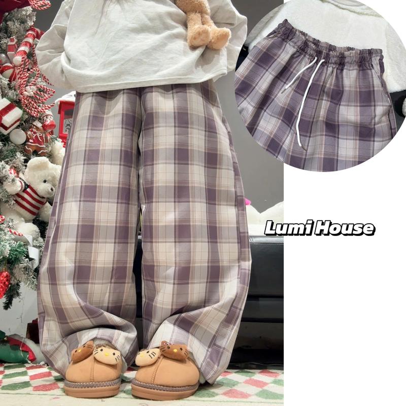 ( FLASHSALE) QUẦN CARO LƯỜI  COTTON MỊN VINTAGE LUMI HOUSE FOM ỐNG RỘNG ( LIMIT77) Women ( mua theo ảnh sản phẩm )