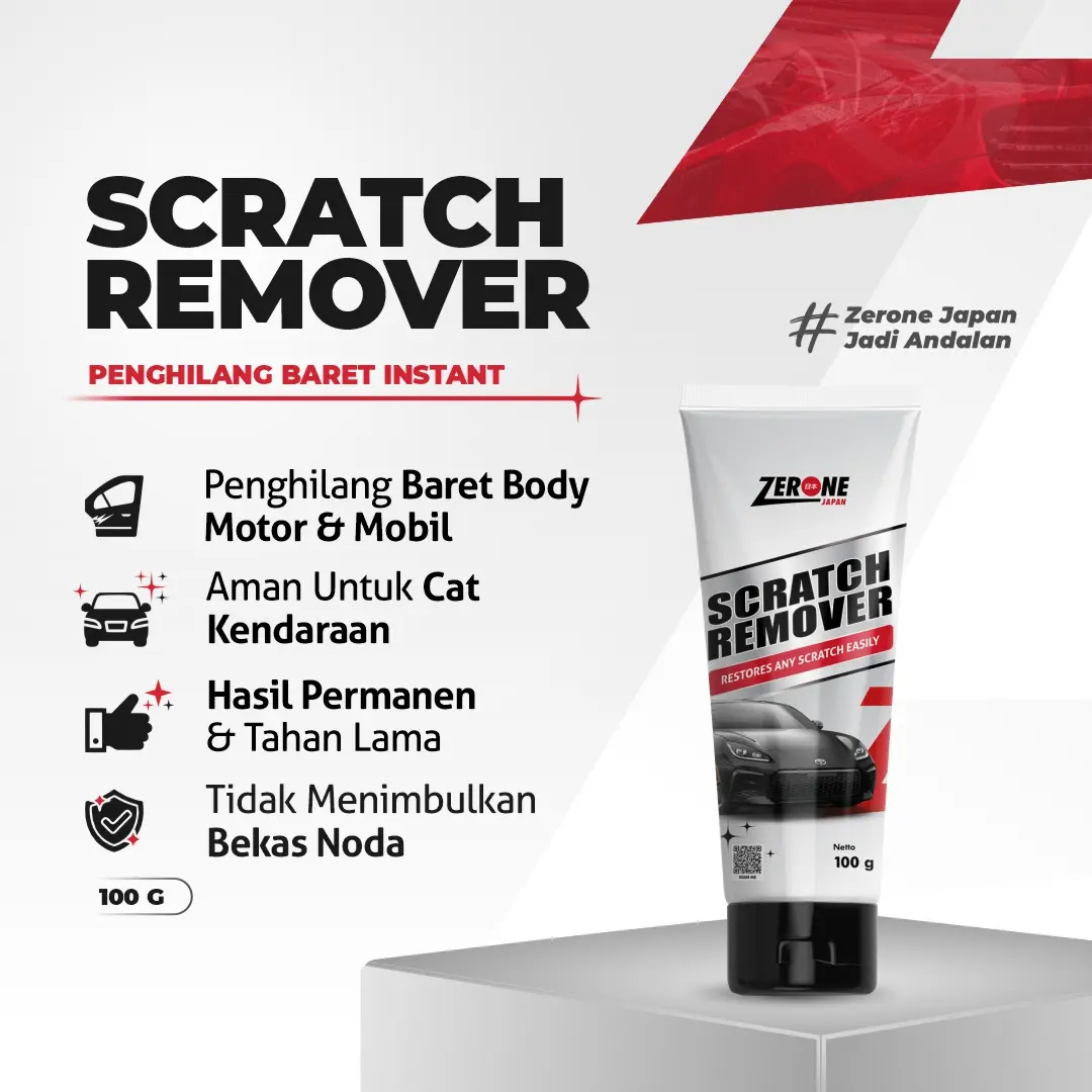 Zerone Japan Scratch Remover 100 gram - Penghilang Baret Body Mobil Motor Kendaraan Ampuh & Aman untuk Cat Hasil Permanen Tahan Lama