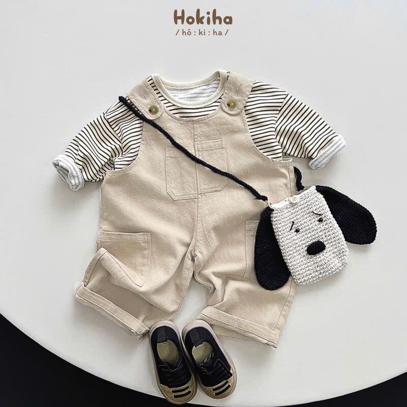 [Hokiha]-TE650 Yếm quần dài cho bé trai bé gái, yếm kaki mềm mịn phong cách Hàn Quốc size từ 8-14kg