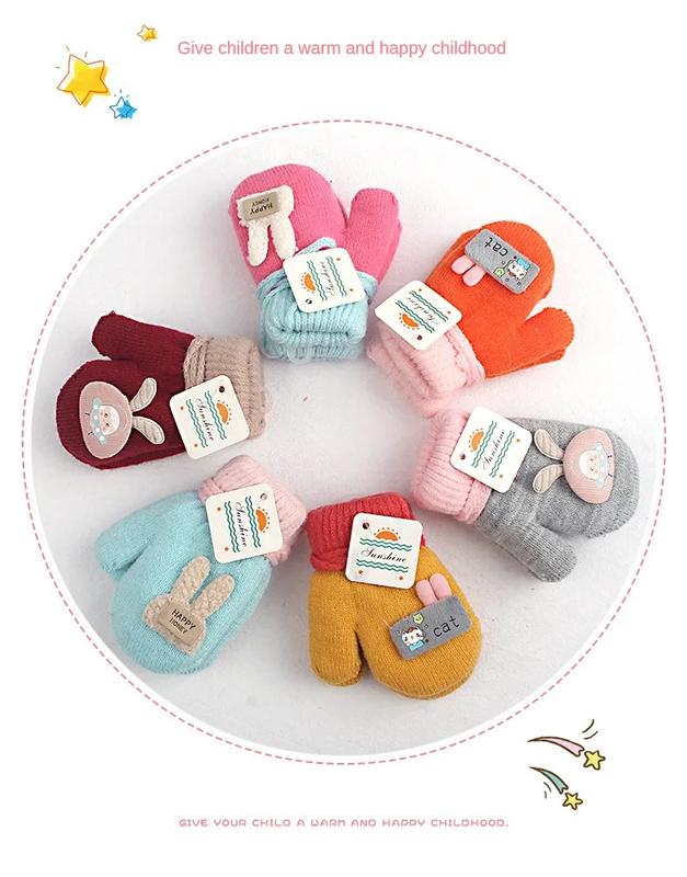 Product Introduction of 1-4 Years baby Winter Hand Gloves Thick Warmer Knitted Mittens Thicken Mittens for Kids Cute Cartoon Gloves Boys Girls 9