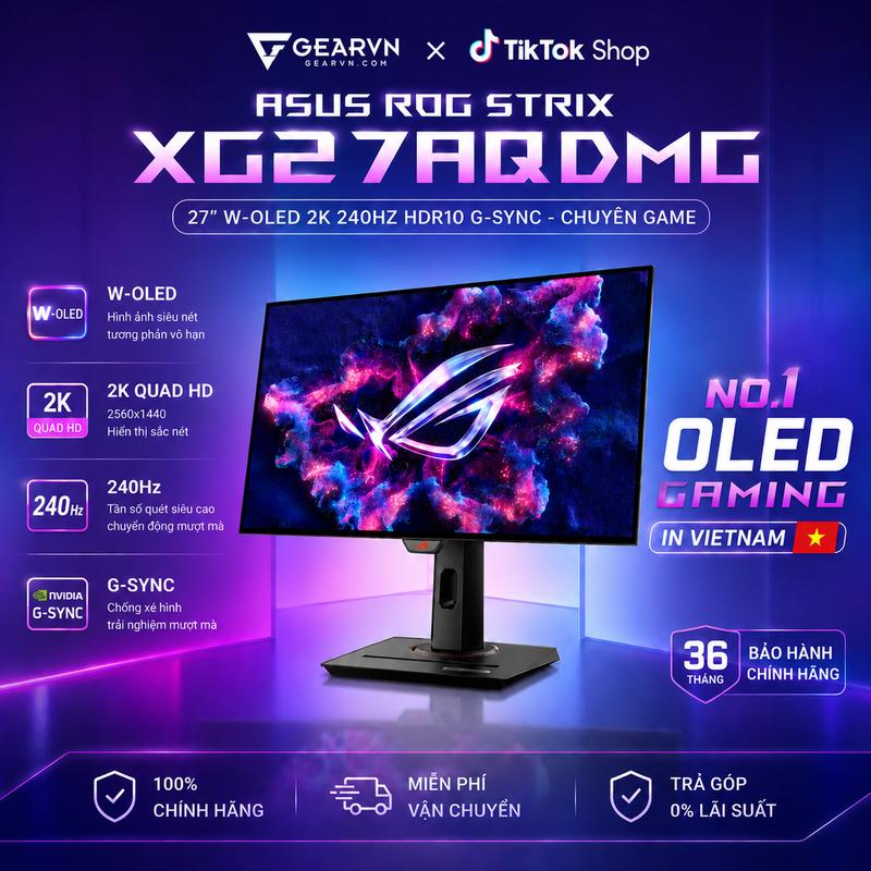 Màn hình Asus ROG Strix XG27AQDMG 27 inch W-OLED 2K 240Hz HDR10 Gsync chuyên game BH 36 tháng