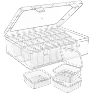 Juego de 31 piezas para guardar cuentas, organizador mini de plástico con tapa abatible, ideal para hacer joyería artesanal y accesorios de arte de uñas