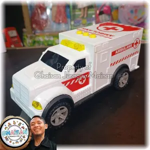 Mainan Mobil Ambulan Bunyi Mode 3 Suara Menyala di bagian Sirine dan Lampu Mobilnya