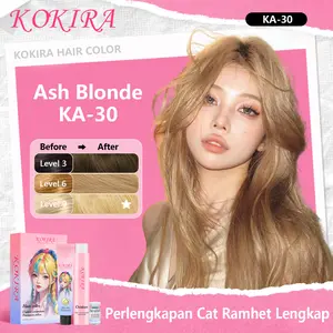 KOKIRA Ash Blonde hair color KA-30 cat rambut essential oil pewarna rambut tanpa bleaching warna natural dan perawatan warna rambut yang bagus