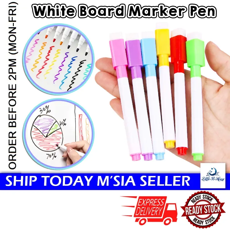[Little B House] Erasable Marker Colourful Whiteboard Marker Pen Drawing Stationery Pen Papan Putih - BT263