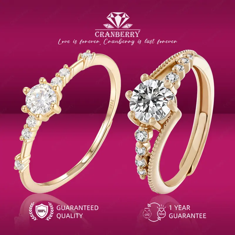 OS1-D114 Cincin wanita Cranberry Jewelry Paket Double Ring Elegan