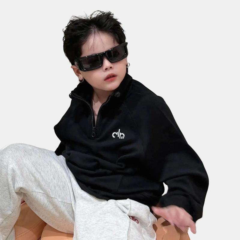 Áo nỉ 2 da cổ trụ khóa cho bé B0065 thiết kế nổi bật dài tay họa tiết chữ thêu màu sắc dễ phối đồ phù hợp cho bé từ 17-40kg size 110-160