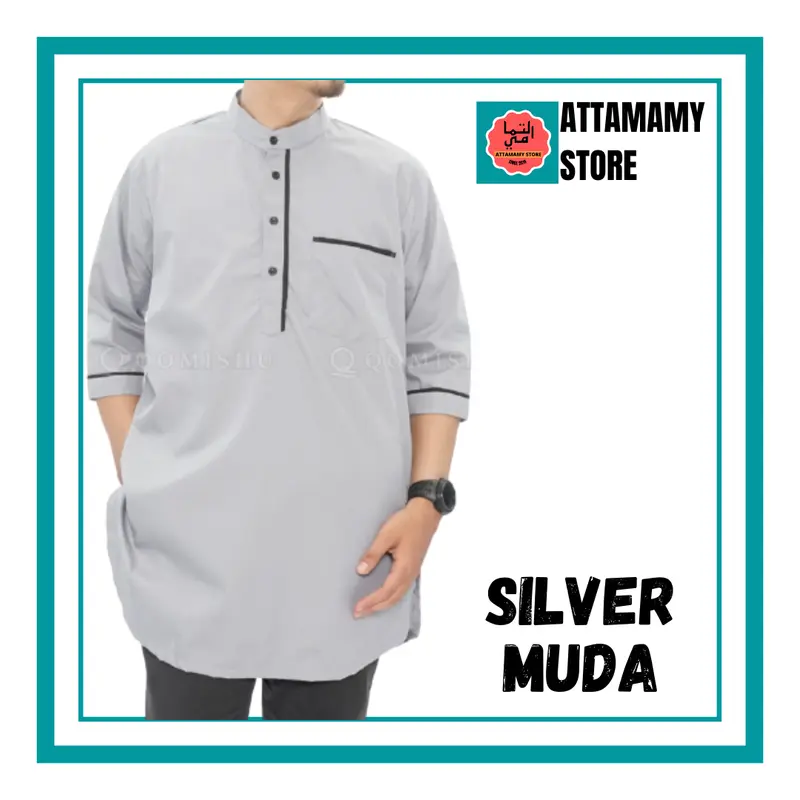 Baju Koko Kurta Pakistan Qomishu Original Bahan Katun Poplin Baju Taqwa Takwa Pria Dewasa 5