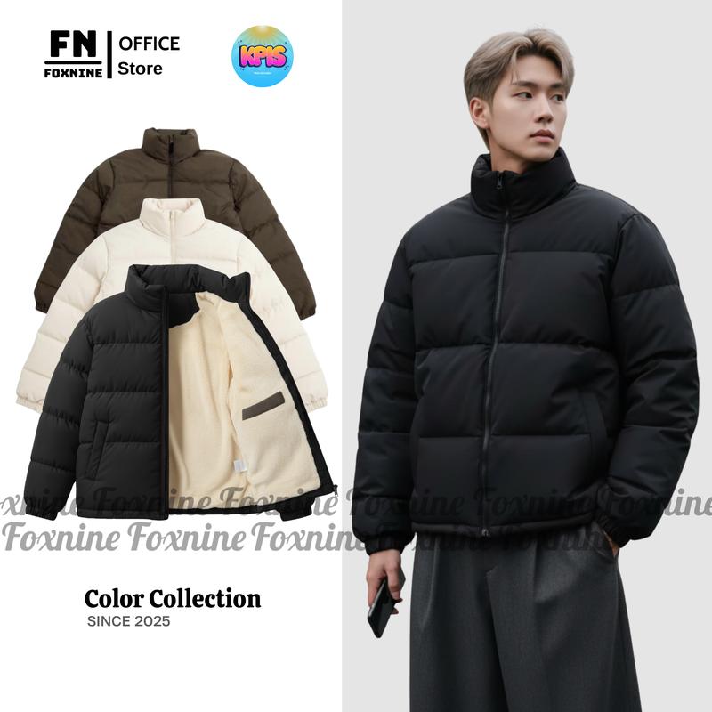   FOXNINE x KPIS TN - Áo Khoác Phao Lót lông cừu cao cấp form suông Áo đại hàn dày dặn Chóng Rét Giữ ấm cơ thể cho nam nữ UNISEX Menswear Jacket-ÁO PHAO LÓT LÔNG CỪU FORM SUÔNG 