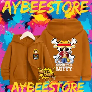 Jaket Anak Laki Laki Perempuan Usia 2-13 Tahun  Jaket Zipper Anak Luffy One Piece Gear 5