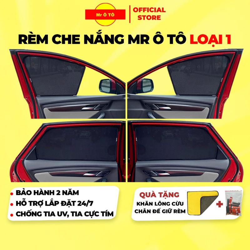 Rèm Che Nắng Nam Châm Loại 1 Mr Ô TÔ - Bộ 4 Tấm Cho 4 Cánh Cửa Chống Tia, UV Tia Cực Tím Bảo Hành 24 Tháng RCN001