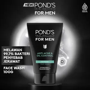 POND’S Skin Institute for Men Anti Acne & Oil Control ICY FOAM 100g - FACIAL WASH Pria Melawan Jerawat & Minyak Berlebih