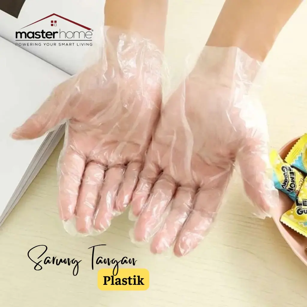 Masterhome Sarung Tangan Plastik Isi 100 Pcs | Sarung Tangan Plastik Sekali Pakai