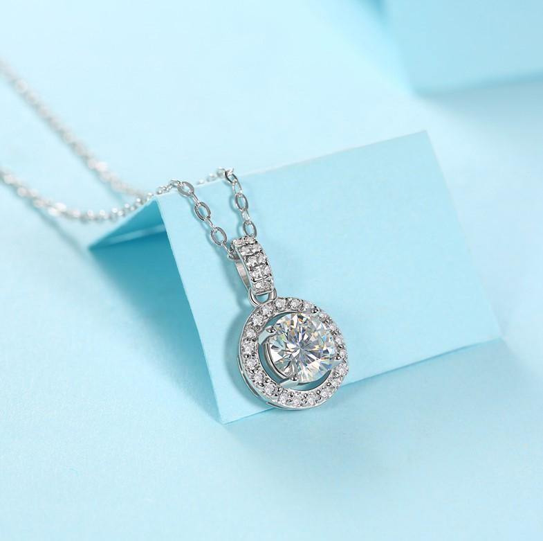 Vòng Cổ Moissanite Bạc, Hình Tròn Cao Cấp 3.0 Carat, [JKS] 2