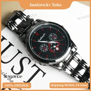 SunloveA+ Jam Tangan Pria Original Kuarsa Bisnis Santai Tali Stainless Steel Anti Air Garansi 3 Tahun Diameter 39.5mm Tebal 10mm Lebar 20mm Panjang 235mm Gesper Lipat Keselamatan