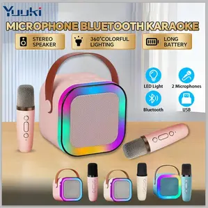 YUUKI K12 Speaker Bluetooth 2Mic 1 Set karaoke Speaker KTV Cute Wireless Lucu Portabel Luar Ruangan Bass