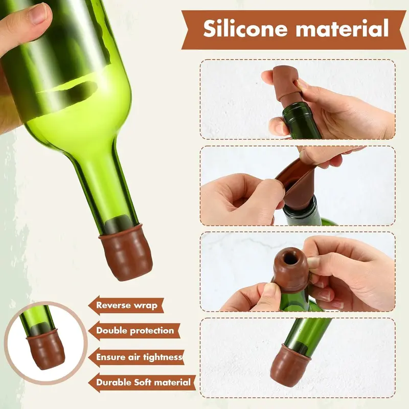 Nút Chặn Chai Đồ Uống Nho, Chất Liệu Silicon Kín Đôi, Có Thể Tái Sử Dụng, Bảo Quản Nắp Chai Đồ Uống Nho, Giữ Đồ Uống Tươi, Thích Hợp Cho Chai Đồ Uống Nho 2