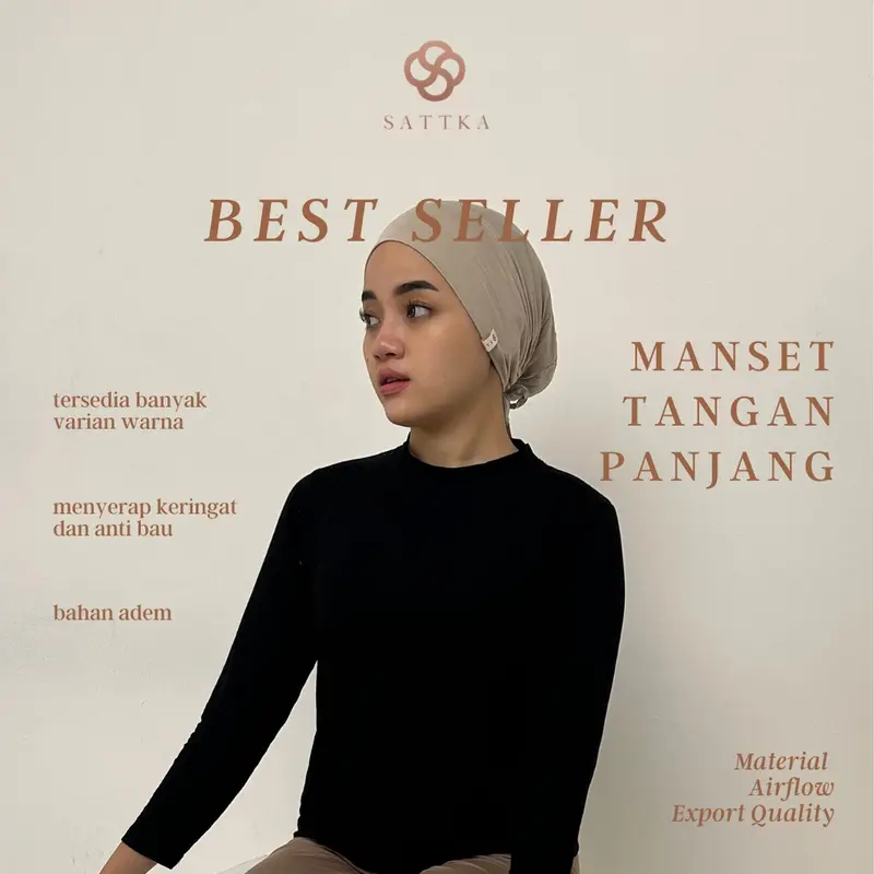 Inner / Manset Tangan Panjang / Long Sleeve Inner Hijab Premium by Sattka Bahan Adem Lentur Stretch 1