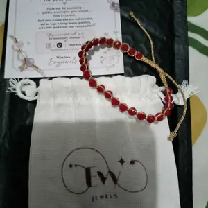 EVY JEWELS | Cherry Ruby Gem Bracelet Gold Gelang Tangan Birthday Daily Female Waterproof