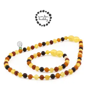 Amber Buddy | XB54M1M Kalung & Gelang Amber Bayi Multicolour Yellow Matte - 32cm & 14cm.