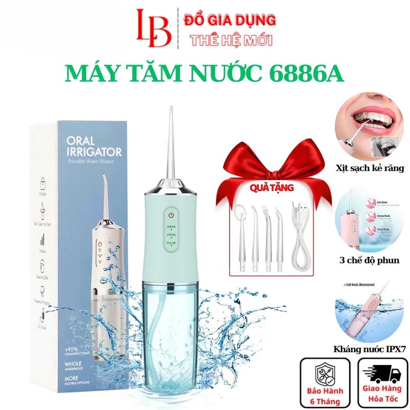 Máy tăm nước cầm tay Irrigator 6886A, tăm nước vệ sinh răng đánh bay mảng bám 4 đầu tăm tiện lợi, Đổi Mới 30 Ngày Đầu