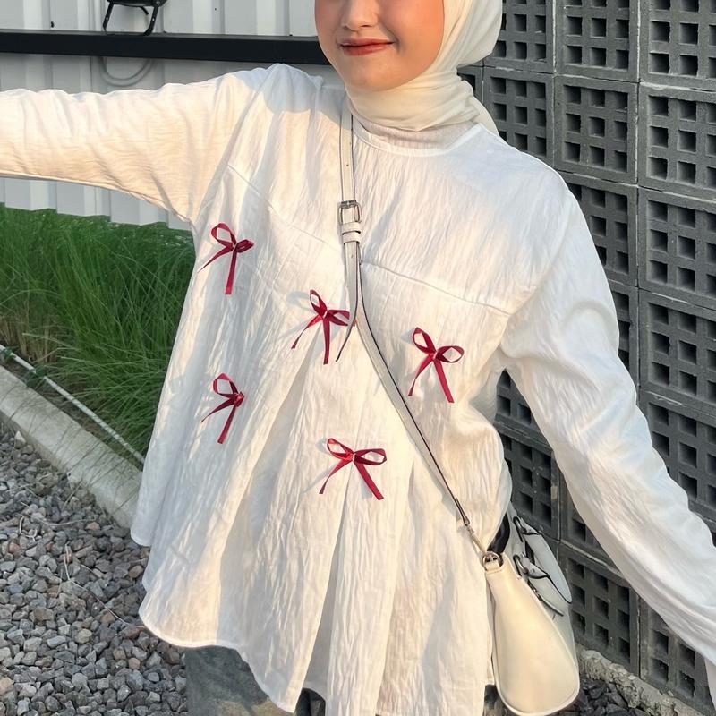 NURIANCE - Leyya Blouse (baju Coquette | pita aesthetic - semi crop) Atasan Wanita 2