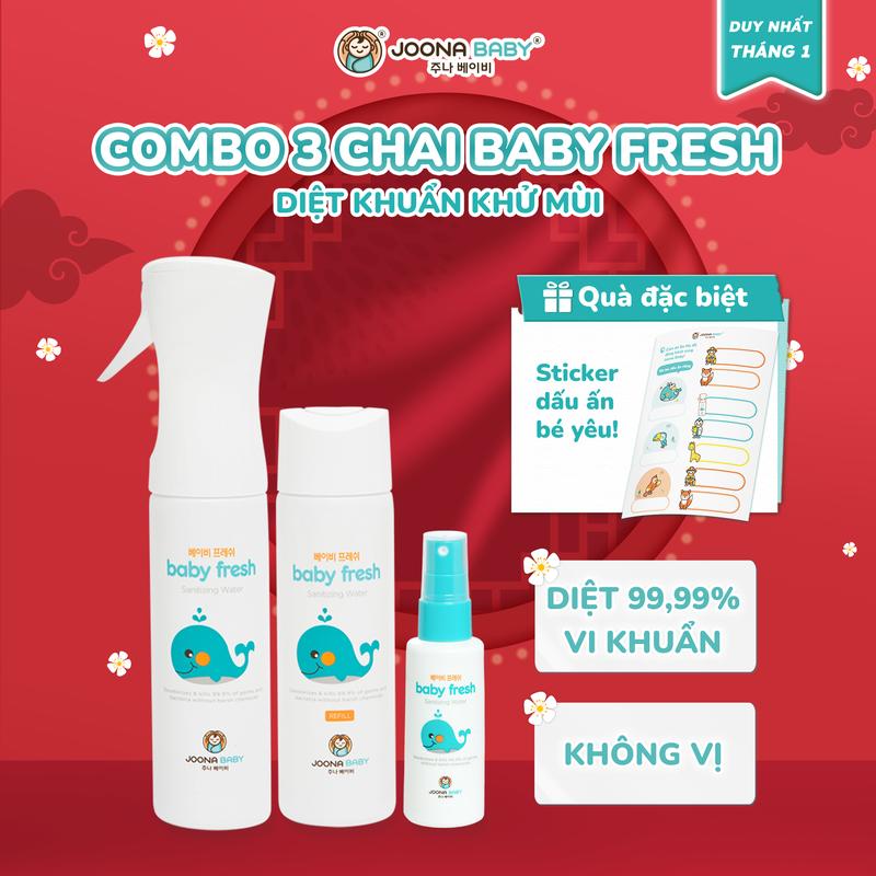 Combo 3 chai xịt đa năng Baby Fresh giúp khử khuẩn khử mùi và phòng bệnh cho bé 300ml - JOONA BABY