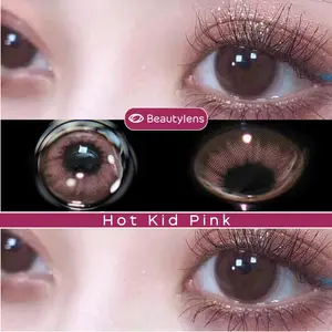 Hot Kid Pink Brown Eye Contact Lens Soflens Beauty Lens Softlens Lensa Berwarna Lensa mata Ukuran 14.0mm Merah Muda dan Cokelat