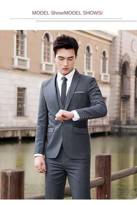 Product Introduction of [Local shipping]Men's Tuxedo Suit | Slim and Elegant Fit | Breathable Material | Ideal for Business Events, Weddings, and Casual Outings | suit  js  prom  men Fabric Soft Blue Golden Long Pants Set Shirt Beige Plain Formal Stretch Tali Lingerie Longsleeve 18