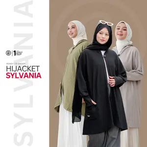 Hijacket Sylvania - Outer Batwing Wanita Cardigan Hijaber dengan Handsock Nyaman dan Hoodie Hangat untuk Keseharian