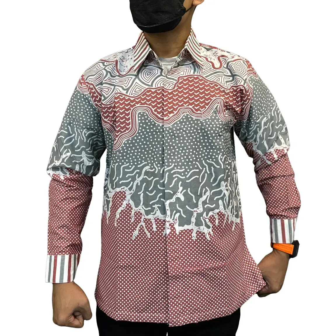 CUCI GUDANG !!! AURORA DASTY PINK Kemeja batik pria Lengan panjang dan Lengan pendek katun prima halus lapis furing nyaman by arfabatik67 Tangan Navy