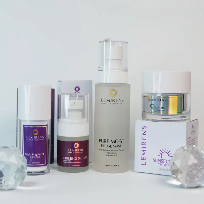Paket Perawatan Kulit Wajah Lengkap Lemirens - Serum Firming, Sunsecure Tinted, Facial Wash, & Essence Malam 0