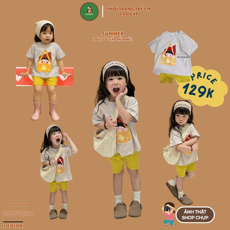 Quần áo bé gái DILOVE Đồ bộ cho bé gái mùa hè Set bộ cho bé gái ngắn tay chất liệu Cotton Bộ quần áo cho bé - Mã 10 - VÀNG TÚI XÁCH