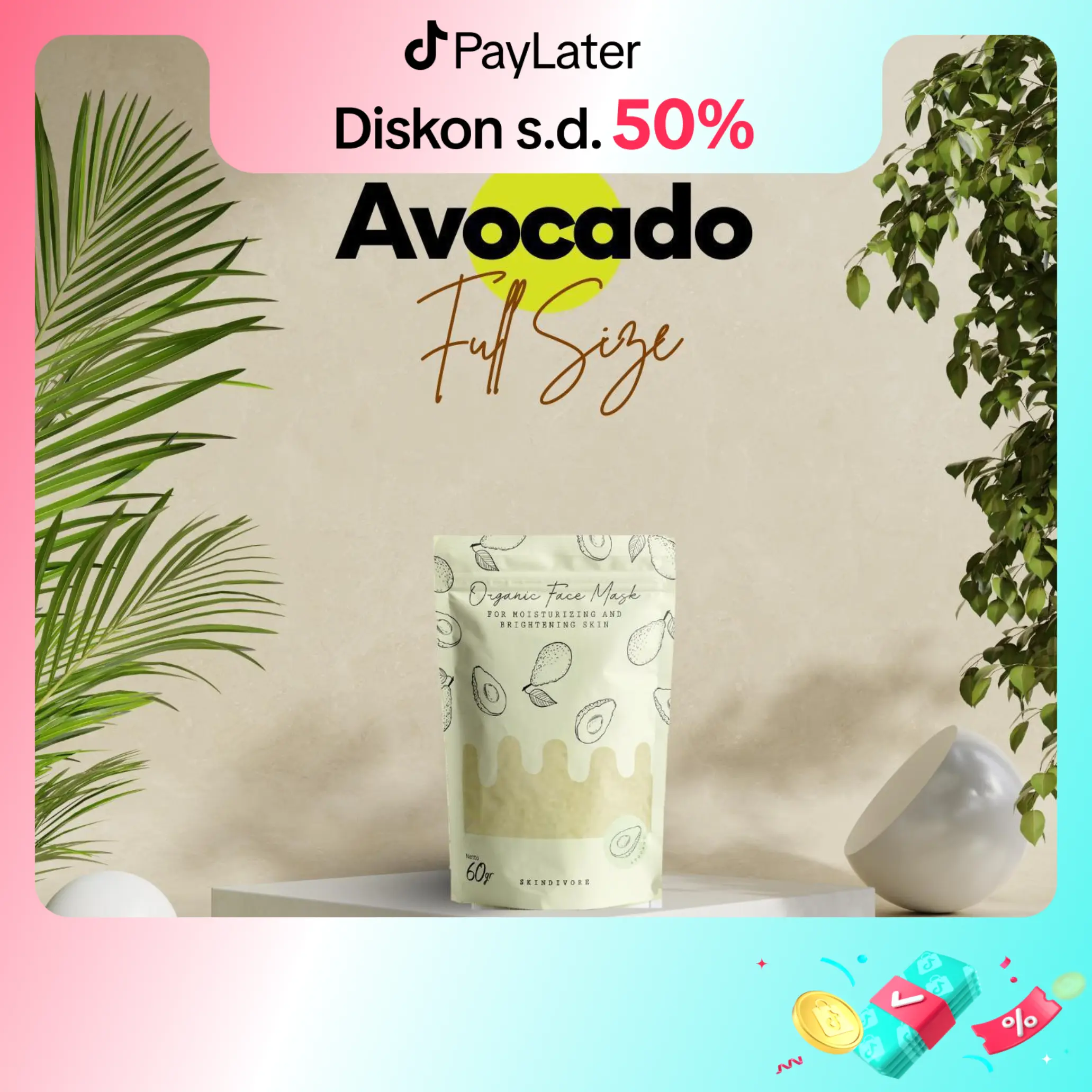 Masker Organik Skindivore Fullsize 60gr | BPOM
