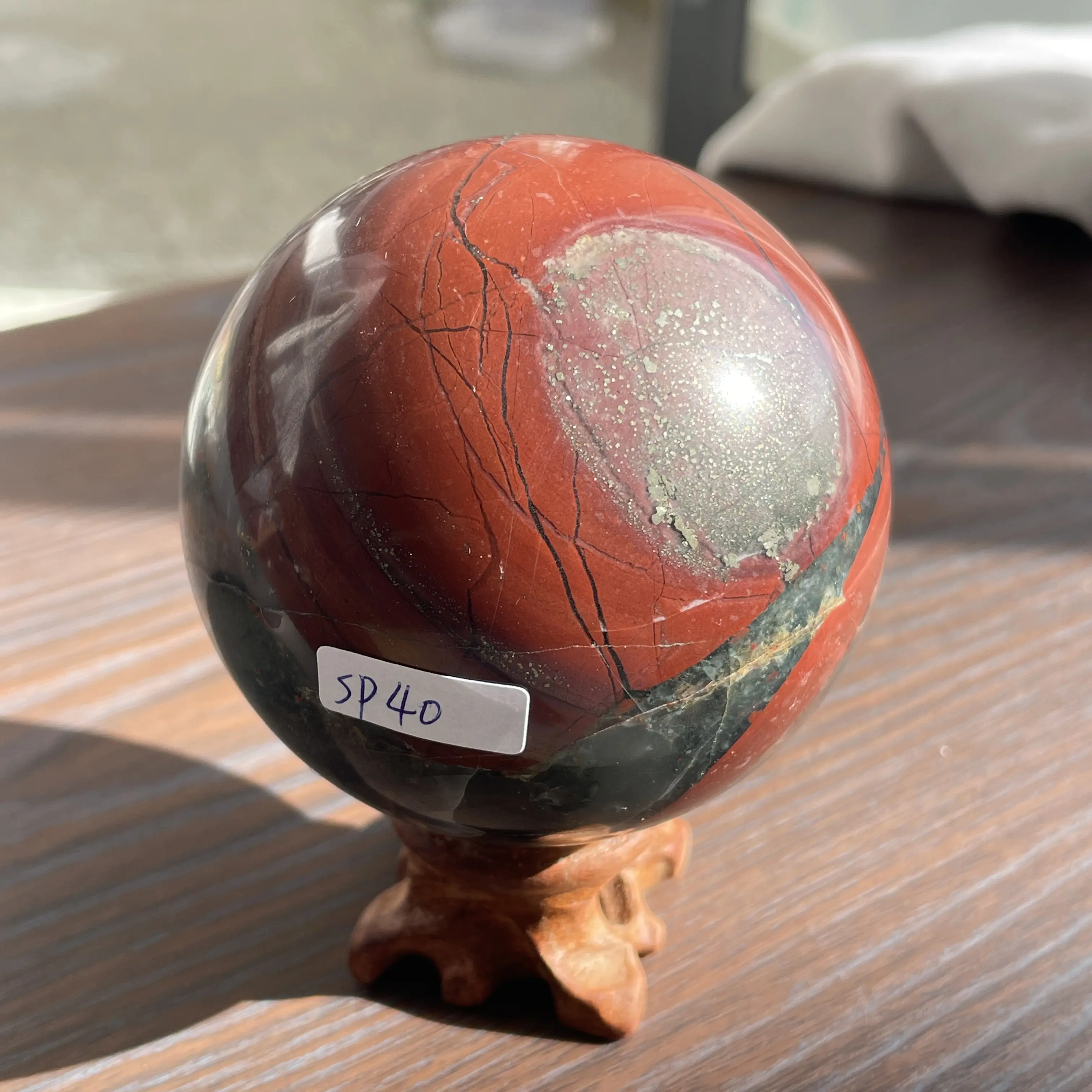 Crystal sphere blood agate Dali jasper howlite moonstone