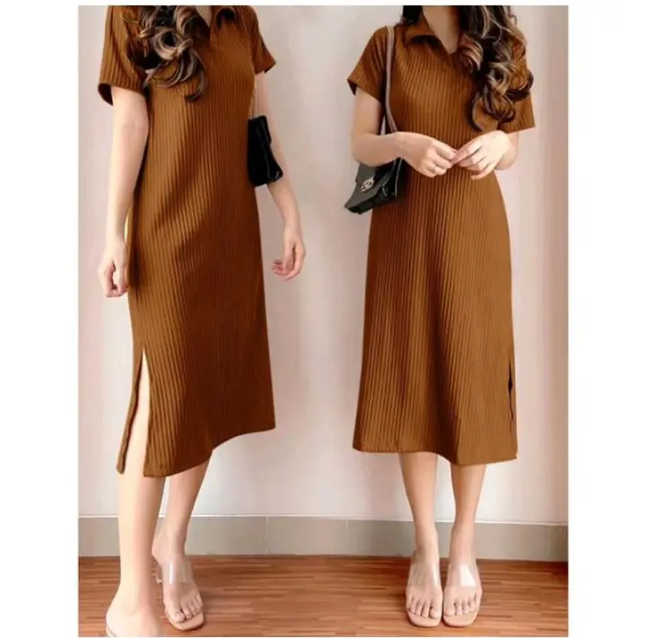 DRESS KNIT MATILDA KERAH MODEL KOREAN -DRESS WANITA REMAJA DEWASA JUMBO 7