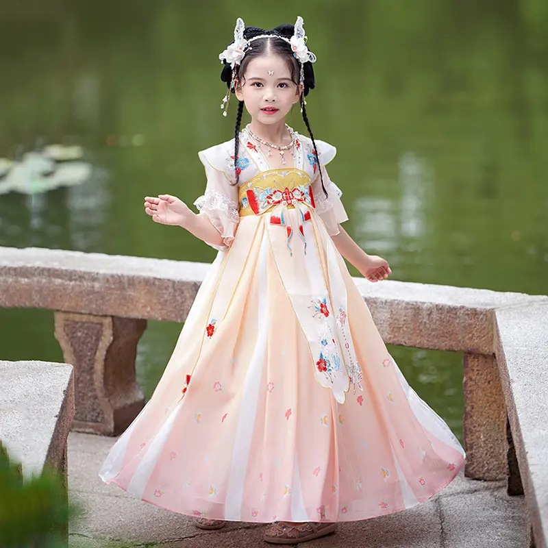 TQ-D0022 [PippiKids]Cô Gái Hanfu Cổ Tích Phong Cách Mỏng, Phong Cách Cổ Trang, Dài Ngực, Thích Hợp Cho Bé Gái, Trẻ Em Trung Niên, Phong Cách Trung Quốc, Có Sẵn Cho Mùa Xuân, Mùa Hè Và Mùa Thu 0